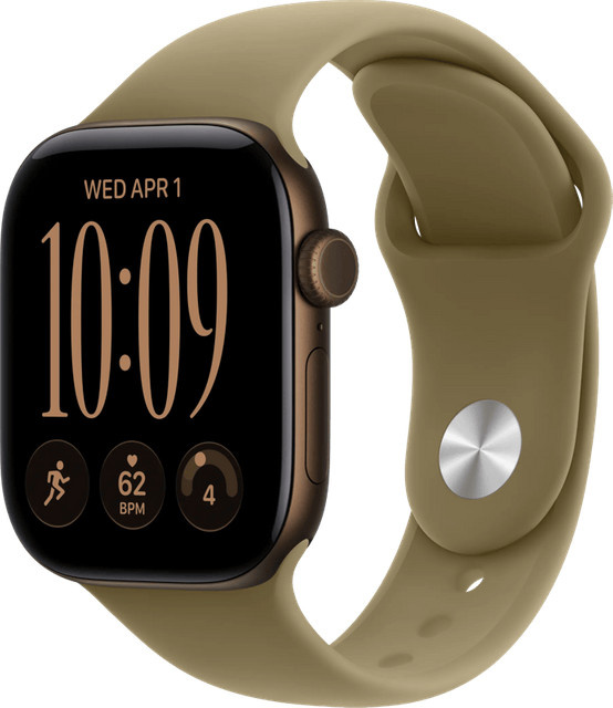 Apple Watch Smartwatch mit GPS und Cellular, Aluminium Gehäuse in Bronze, 42 mm, mit Silikon Sportarmband in Schwarz - Bild 1