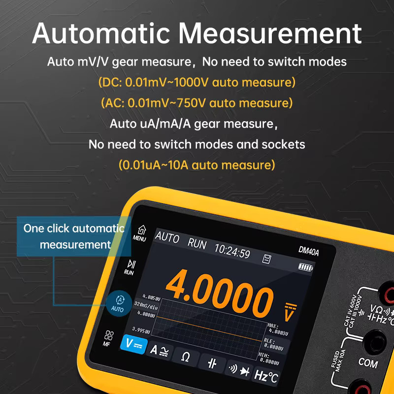 ALIENTEK DM40 3-in-1 Digitales Multimeter Oszilloskop und Signalgenerator mit 50M Abtastrate in Gelb - Bild 2