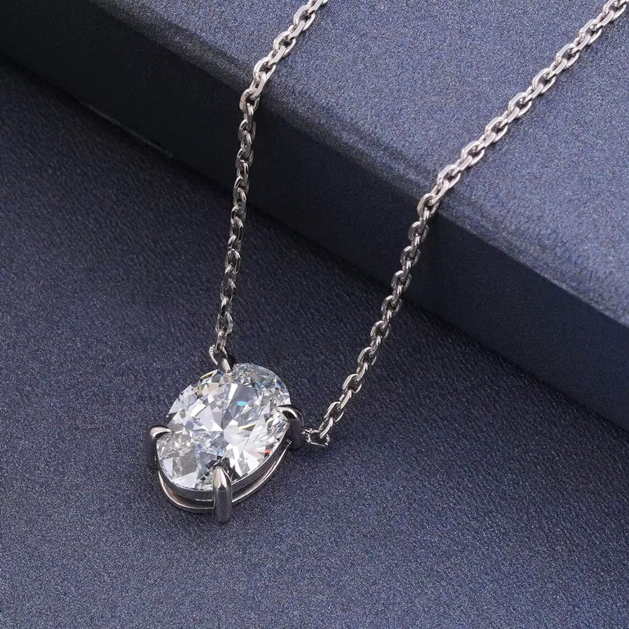 BXINY Anhänger Halskette, 925 Silber, Moissanit, Diamant, Damen - Bild 2