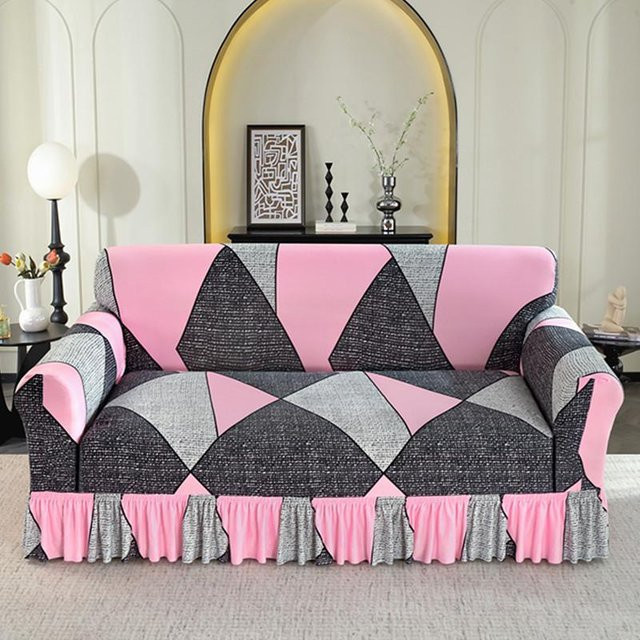 Elastische Sofahülle mit floralem Design von Yiran bag in Grau, passend für 1 bis 4 Sitzer - Bild 1