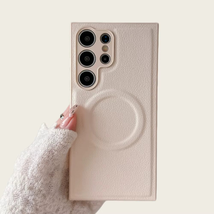Magnetische Litchi-Leder Handyhülle für Samsung Galaxy S26 Ultra, S25, S24 und S23 Plus, stoßfeste Schutzhülle in Einfarbig - Bild 2