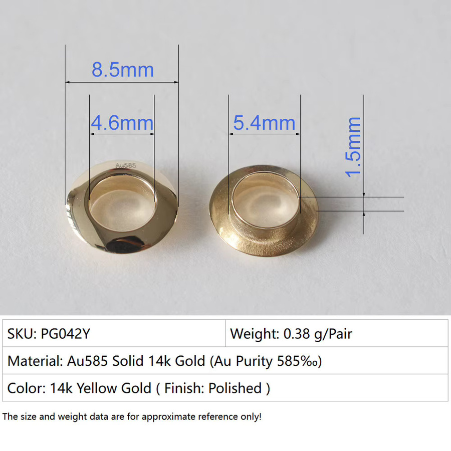 justneo Ösennieten, 14 Karat Gold, Unisex - Bild 2