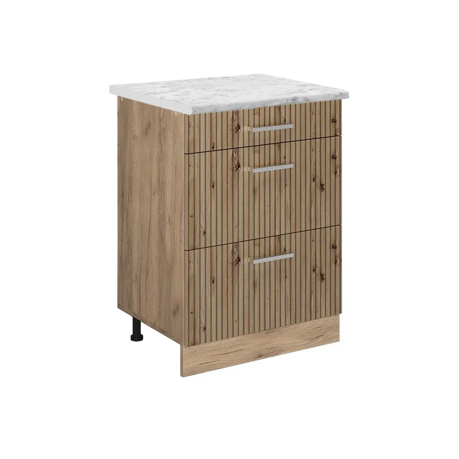 Vicco Küchenunterschrank R-Line Artisan-Eiche und Goldkraft Eiche mit Marmor-Optik, B/T/H: 60 x 60 x 81,6 cm - Bild 2
