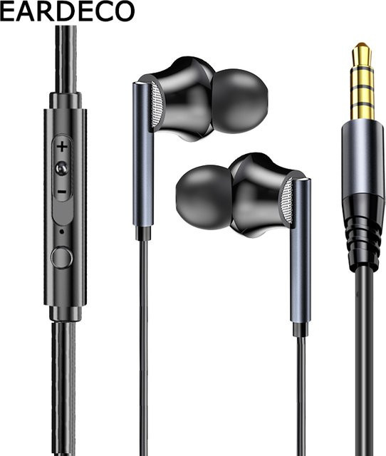 EARDECO In-Ear Kopfhörer mit Mikrofon und Stereo-Bass, kabelgebundenes Headset mit 3,5-mm-Klinkenanschluss in Schwarz oder Weiß - Bild 1
