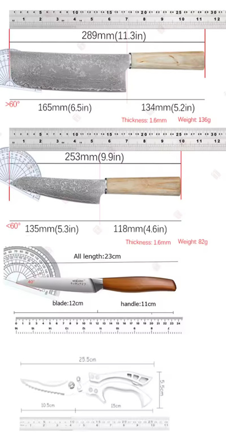 WXCOO Damaszener Stahl Kochmesser aus 67 Lagen, Japanisches Paring Knife für Gemüse und Obst, Silber mit Holzgriff - Bild 3