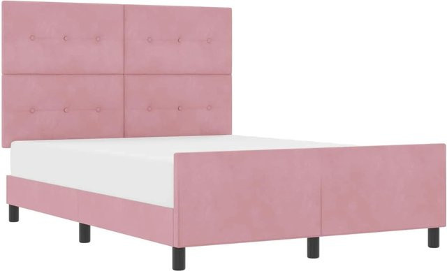 vidaXL Boxspringbett mit Kopfteil in Rosa aus Samt, B/T/H: 160 x 200 x 128 cm - Bild 1