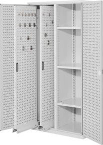 Kappes Vertikalschrank RasterPlan Mod. 80 aus Stahl in RAL 7035 Grau mit abschließbaren Türen und innenliegenden Lochplatten, B/T/H: 60 x 40 x 195 cm - Bild 1