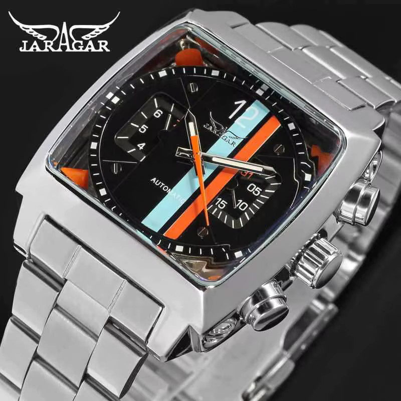 JARAGAR Armbanduhr, Automatik, Edelstahl, eckig, Herren - Bild 3