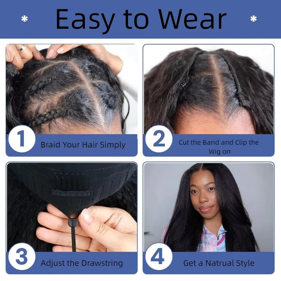 hairmoda V-Part Echthaarperücke, Kinky Straight, Yaki Straight, Damen - Bild 5