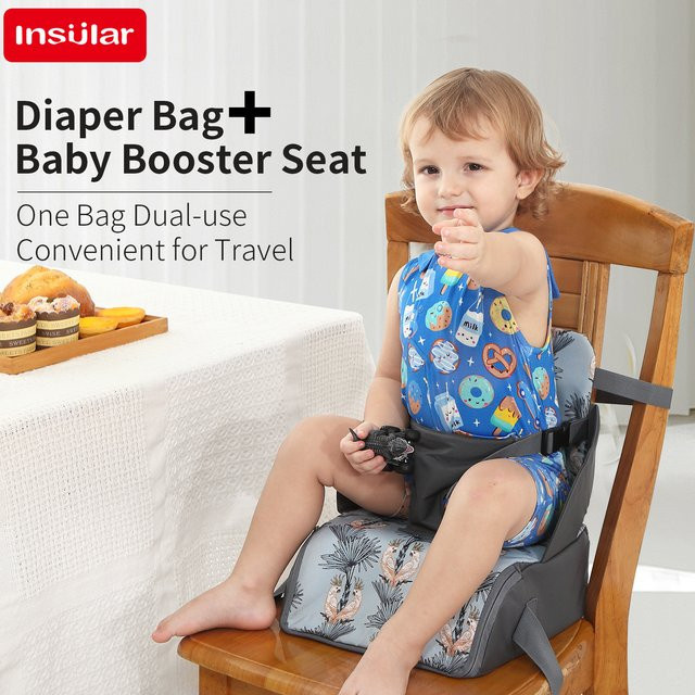 Tragbarer Baby-Sitzerhöhungssitz mit Stauraum und höhenvergrößerndem Kissen für Kleinkinder, Safari, multifunktional und abnehmbar - Bild 1