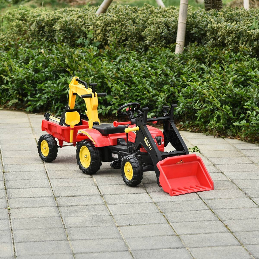 HOMCOM Trettraktor mit Anhänger und Frontlader ab 3 Jahre Rot - Bild 5