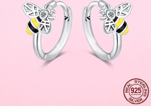Ohrring 925 Silber, Biene, Zirkonia, Damen - Bild 1