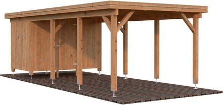 Palmako Carport Karl mit Geräteraum aus Fichtenholz in Hellbraun, B/T/H: 315 x 732 x 235 cm - Bild 3