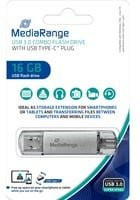 MediaRange Kombo-Speicherstick 16 GB mit USB-C und USB-A in Silber und Transparent - Bild 1