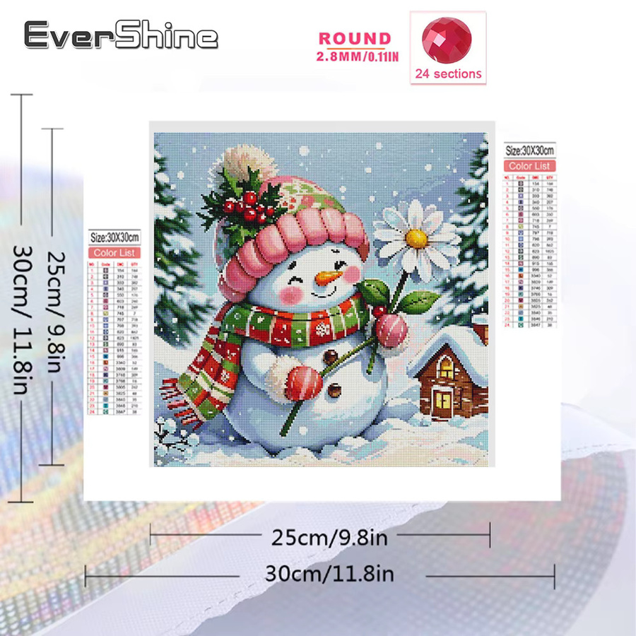 Evershine Diamant Stickerei Set Schneemann 5D DIY Diamant Mosaik Malerei Multicolor B/H/T: 20 x 20 x 20 cm - Bild 2