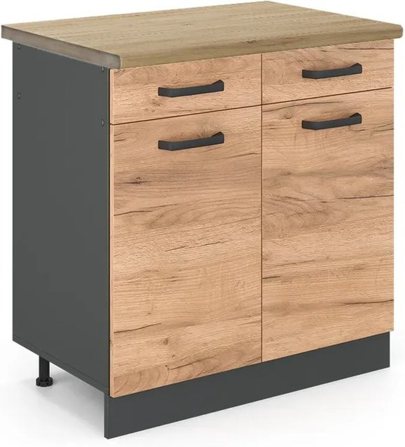 Vicco Küchenunterschrank R-Line Goldkraft Eiche und Anthrazit, B/T/H: 80 x 60 x 81,6 cm - Bild 1