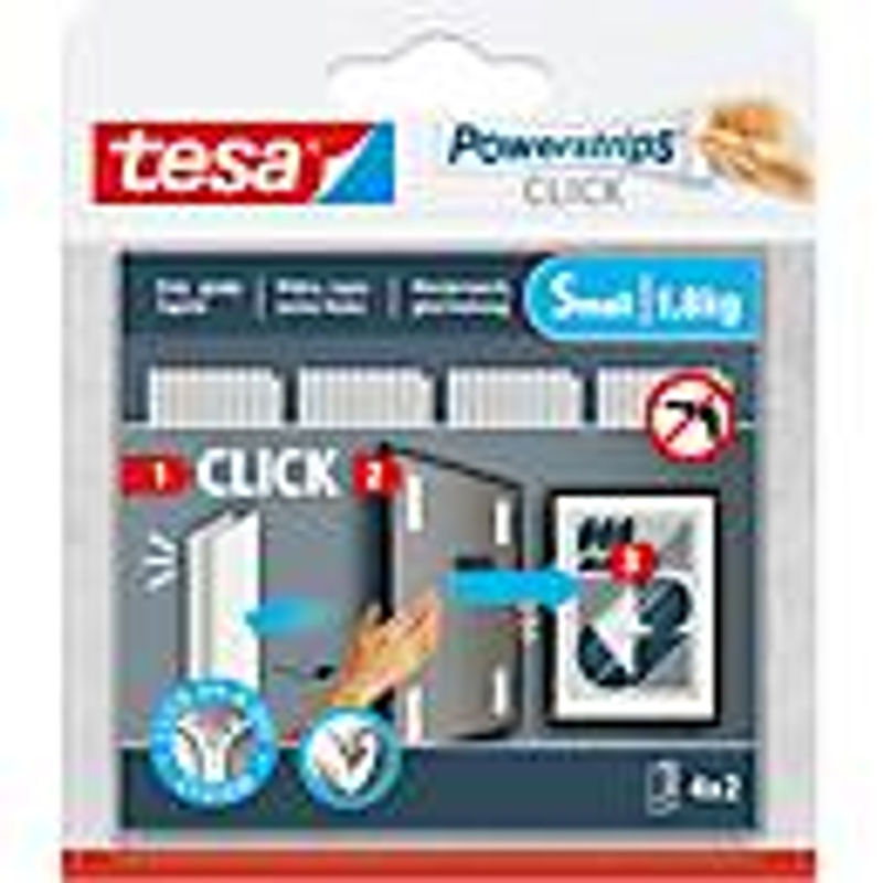 Tesa Powerstrips CLICK Small selbstklebend weiß, 4 x 2 Stück, B: 20 mm, L: 60 mm - Bild 3