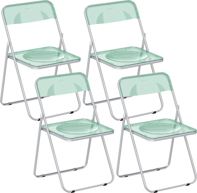 HOMCOM Set aus 4 klappbaren Acrylstühlen in Grün, platzsparende Klappstühle mit Stahlgestell für Innenbereich, B/T/H: 47 x 48 x 75 cm - Bild 1