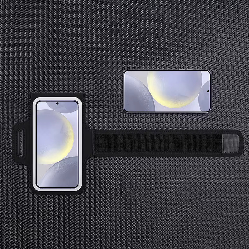 HAISSKY Elastische Laufsport-Armbinden als ultradünne Handy-Armtasche für iPhone und Samsung, Farben: Schwarz, Grau - Bild 2