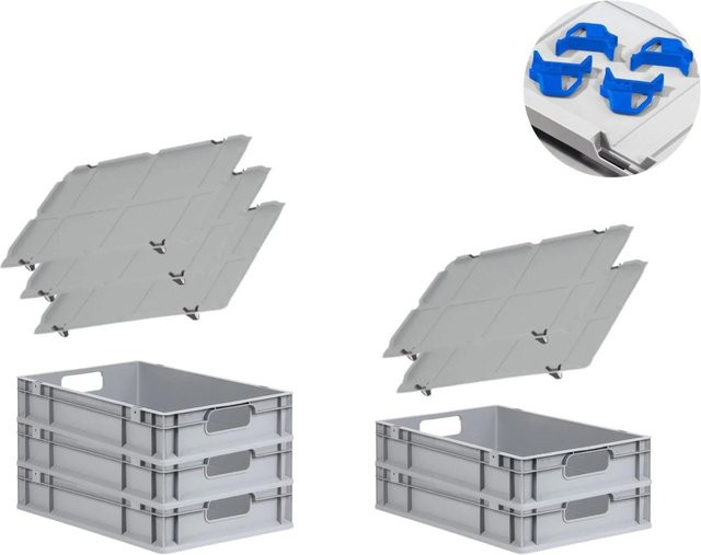 PROREGAL Spar Set Eurobox Nextgen Economy mit Auflagedeckel und Schiebeschnappverschlüssen, Blau, H x B x T: 12 x 40 x 60 cm, 23 Liter - Bild 1
