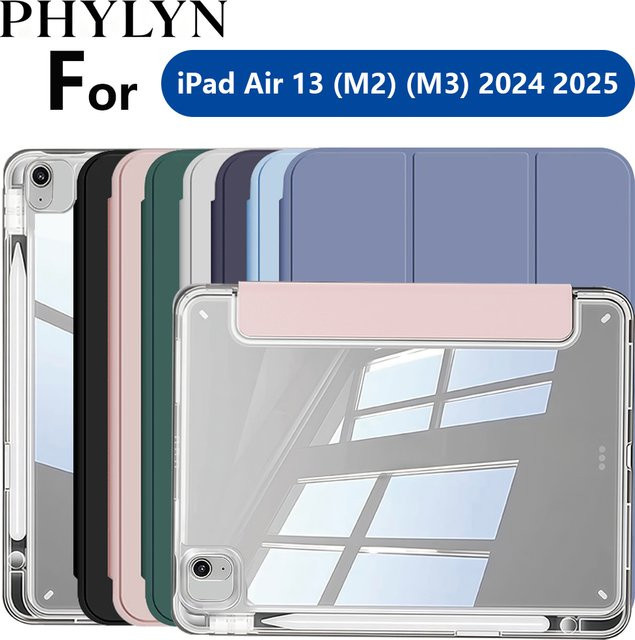 Chenxiaotong Schutzhülle für iPad Pro 12.9 (3./4./5./6. Generation) und iPad Air 13 M2 M3 (2024/2025), transparente Hülle mit Bleistiftschlitz, Schwarz - Bild 1