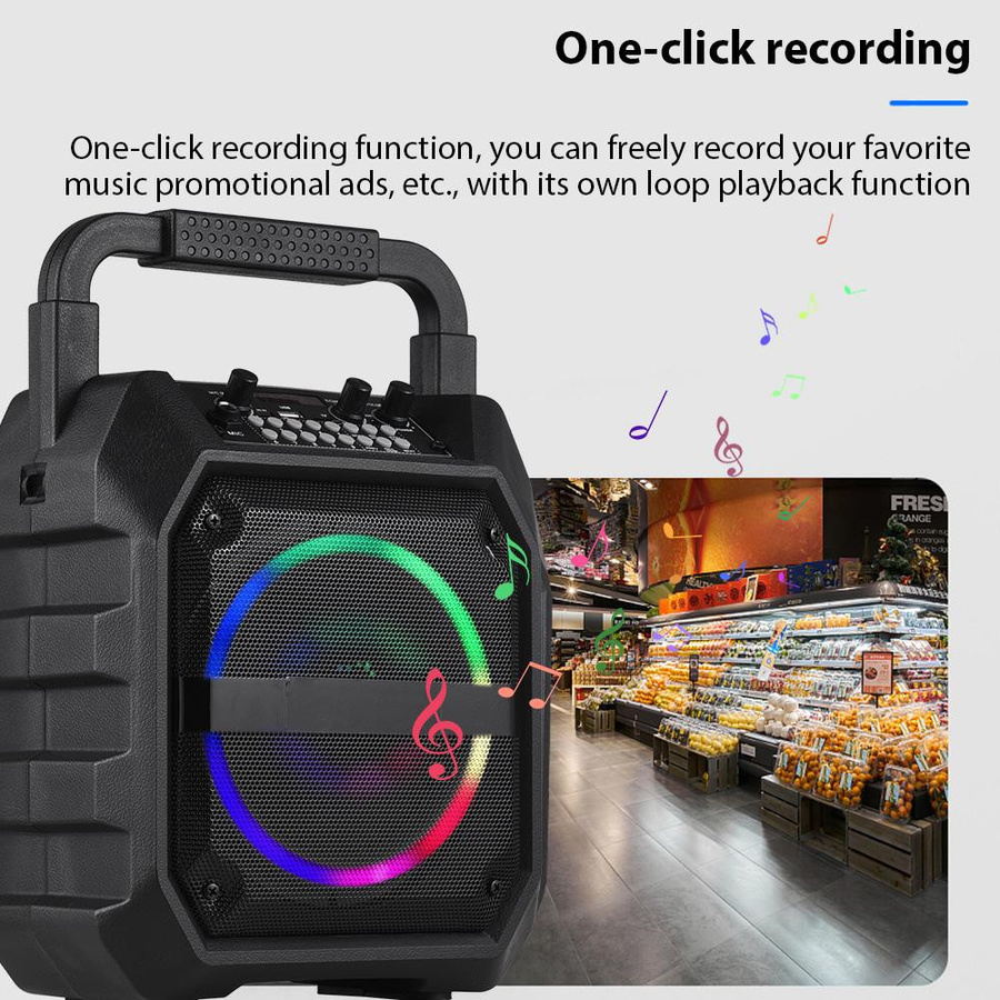 Andoer Mini Karaoke Maschine mit 2 drahtlosen Bluetooth Mikrofonen und LED-Lichteffekten in Schwarz - Bild 10