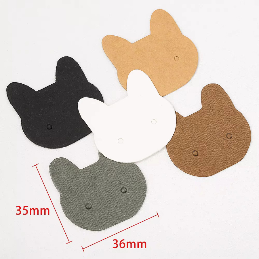 Ailimi Katzen-Displaykarten für Ohrringe und Schmuck, 50 Stück, weiß und mehrfarbig, B/B: 3,5 x 3,5 cm - Bild 2