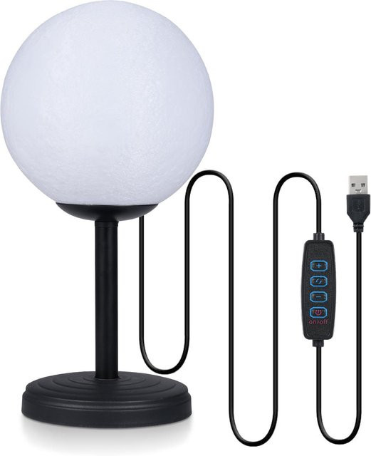 TOMTOP JMS 3D Mond Lampe als moderne LED Nachtlampe mit Dimmfunktion in Weiß oder Schwarz - Bild 1