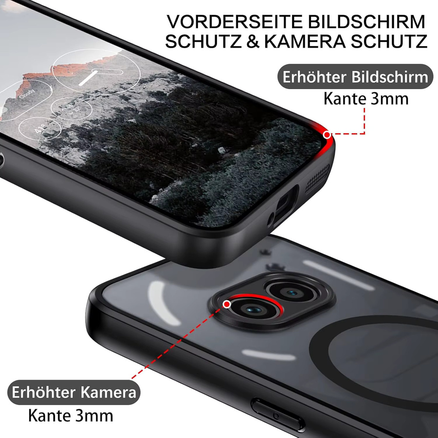 MagSafe Magnetische Schutzhülle für Nothing Phone 2a Plus, Nothing Phone 2 und CMF Phone 1 in Schwarz mit mattem Kamera-Schutz und Hartplastik-Rückseite - Bild 6