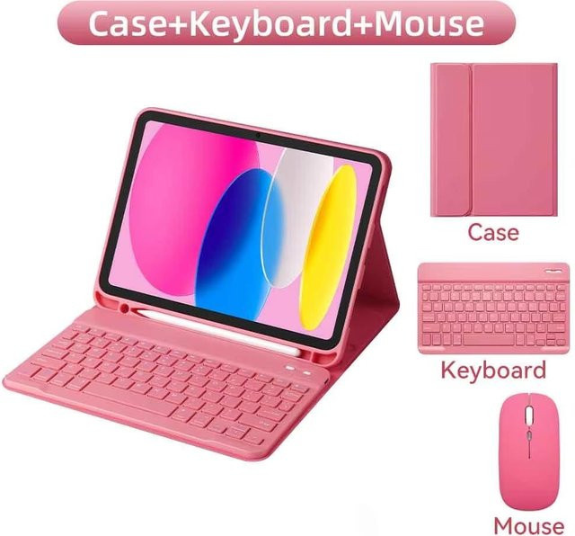 Englische Tastaturhülle mit Stifthalter für iPad 10. Generation, iPad Pro 11, iPad Air 5 und iPad Air 11 M3 in Pink - Bild 1