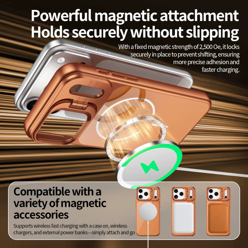 SUNWARD Magnetische Glas-Handyhülle für iPhone mit klappbarem Kameraständer und MagSafe Unterstützung in Blau - Bild 4
