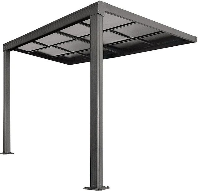 Anlehnende Pergola Izeda mit Schiebedach in Anthrazitgrau, Breite: 300 cm - Bild 1