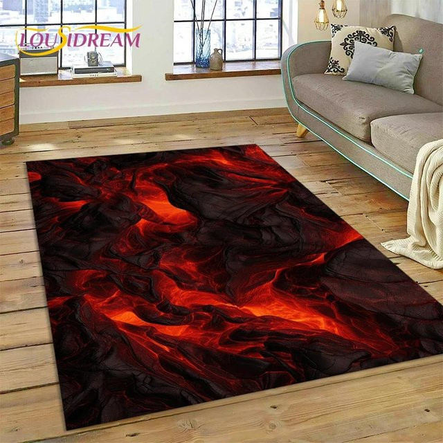 Karpetti Vulkan 3D Lava Magma Teppich, rot, B/T: 120 x 80 cm - Bild 1