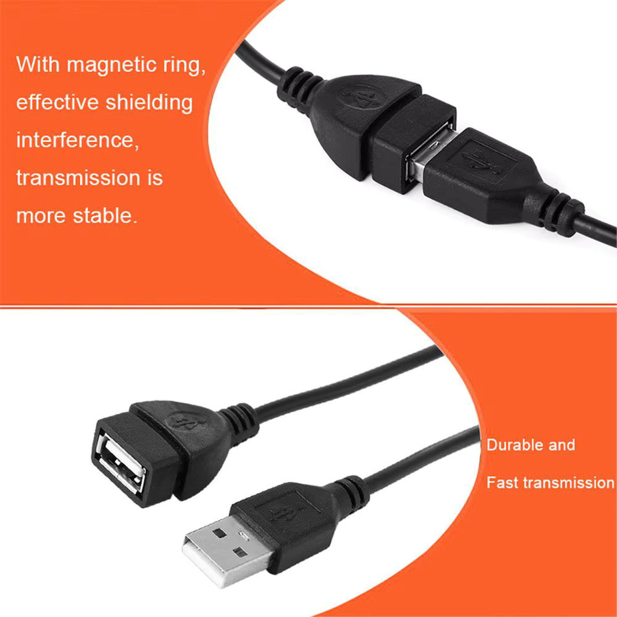 MIIQNUS USB 2.0 Ladekabel und Datenkabel mit USB-A Stecker auf Buchse in Schwarz - Bild 4