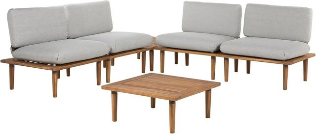 Beliani Sitzgruppe FRASCATI aus Akazienholz in Hellgrau mit Lounge-Sessel, 2-Sitzer-Sofa und Couchtisch für Garten und Terrasse, B/T/H: 70 x 80 x 78 cm - Bild 1