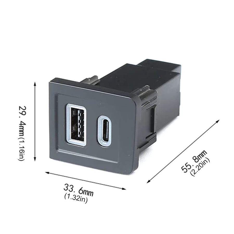 VODOOL Dual USB Schnellladegerät für VW Multivan T5 2003-2015 mit PD und QC3.0 in Schwarz - Bild 5