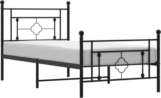 vidaXL Bettgestell aus Metall mit Kopf- und Fußteil in Schwarz, B/T/H: 90 x 190 cm - Bild 1