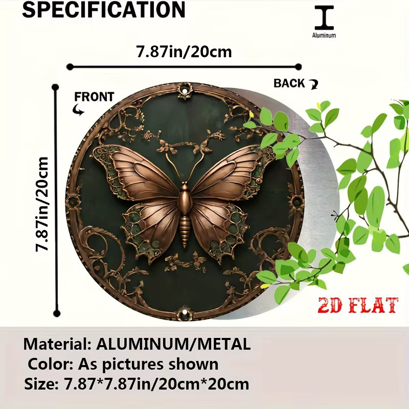 Potdemiel Vintage-Metallschild Schmetterling im Steampunk-Design mit Ranken und Zahnrädern - Bild 2