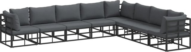 vidaXL Garten-Sofa-Set 8-teilig aus Aluminium in Schwarz mit Kissen und abnehmbaren Bezügen - Bild 1