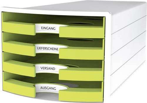 HAN Impuls 2.0 Schubladenbox für DIN A4, 4 Schubladen, weiß/gelb, stapelbar und offen - Bild 1