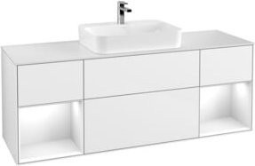 V&B Waschtischunterschrank Finion mit Wandbeleuchtung in Weiß lackiert, Breite: 160 cm - Bild 1