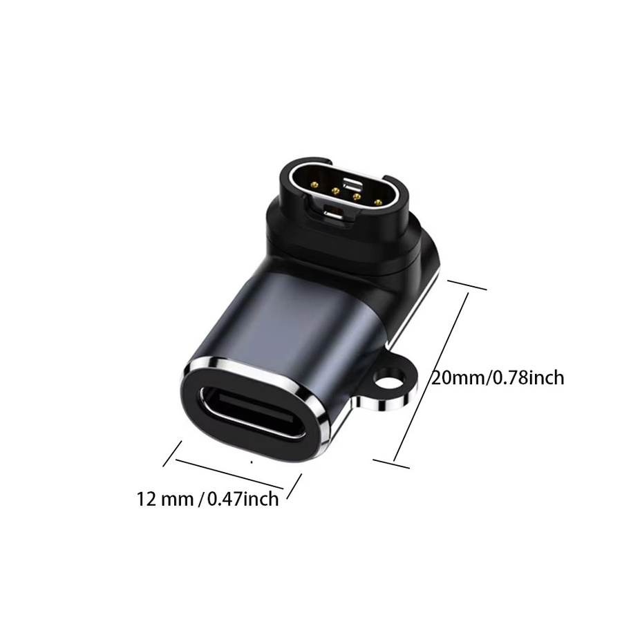 USB-C Schnellladeadapter für Garmin Fenix 8/7/7S/7X/6S/6 Smartwatch in Schwarz und Grau - Bild 3