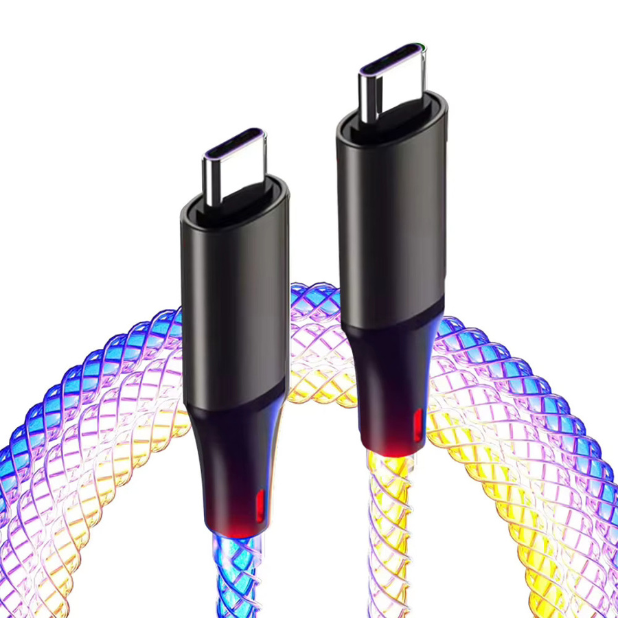 66W USB-C Schnellladekabel mit RGB LED Licht, Typ C auf Typ C Hochgeschwindigkeits-Datenkabel in Multicolour für iPhone, Xiaomi, Huawei und Samsung - Bild 6