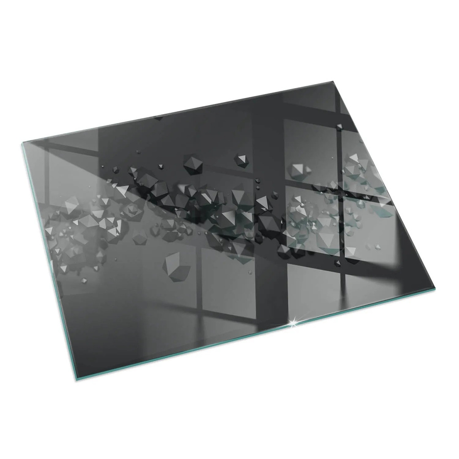 Tulup Glasplatte für Kamin mit abstraktem Wolkenmuster in Schwarz, B: 60 cm, T: 40 cm - Bild 2