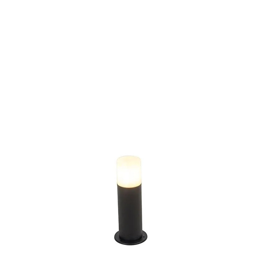 QAZQA Odense Stehende Außenlampe Schwarz mit weißem Opalschirm, IP44, moderne Gartenleuchte für Terrasse und Weg, Höhe: 30 cm - Bild 2