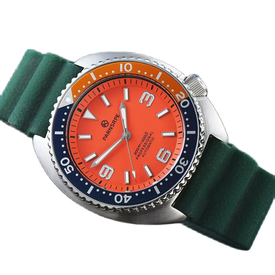 PARNSRPE Armbanduhr Automatik, orangefarbenes Zifferblatt, Saphirglas, 45 mm, Herren - Bild 5