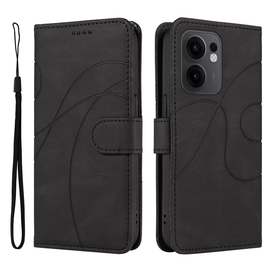 Magnetische Leder-Brieftaschen-Klapphülle für OPPO Reno Serie in Schwarz - Bild 1