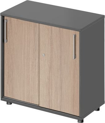 Schäfer Shop Genius Schiebetürenschrank TETRIS WOOD mit 2 Türen in Graphit und Eiche, Breite: 80 cm - Bild 1