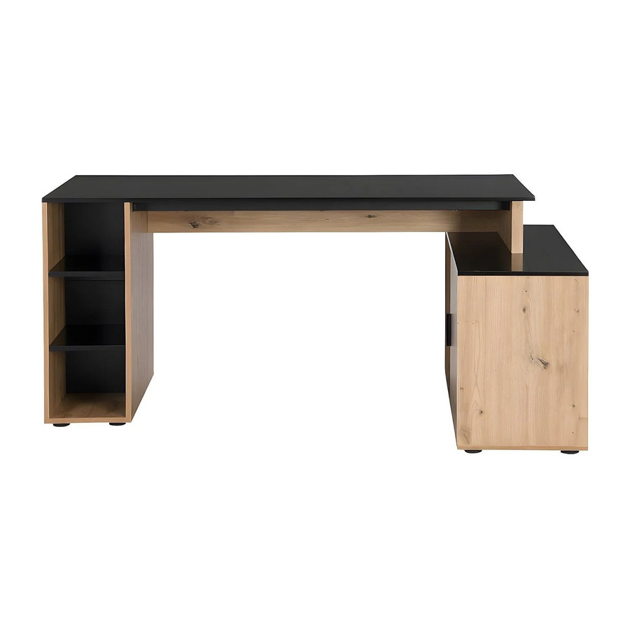 Vente-unique Eckschreibtisch Romiara in Schwarz und Naturfarben Hell aus MDF mit 174 cm Breite - Bild 2