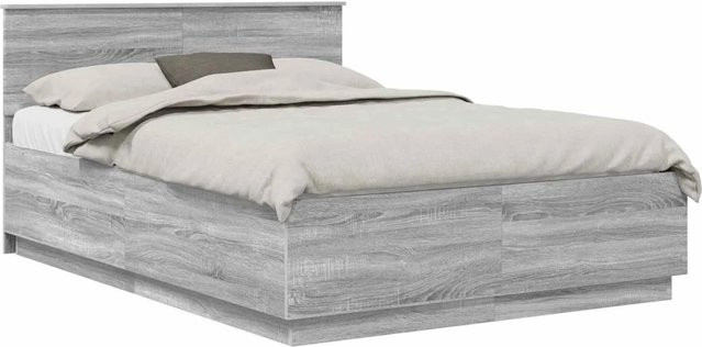 vidaXL Bettrahmen aus Holzwerkstoff in Grau Sonoma mit USB-Ladeanschluss, B/T/H: 150 x 200 x 90 cm - Bild 1